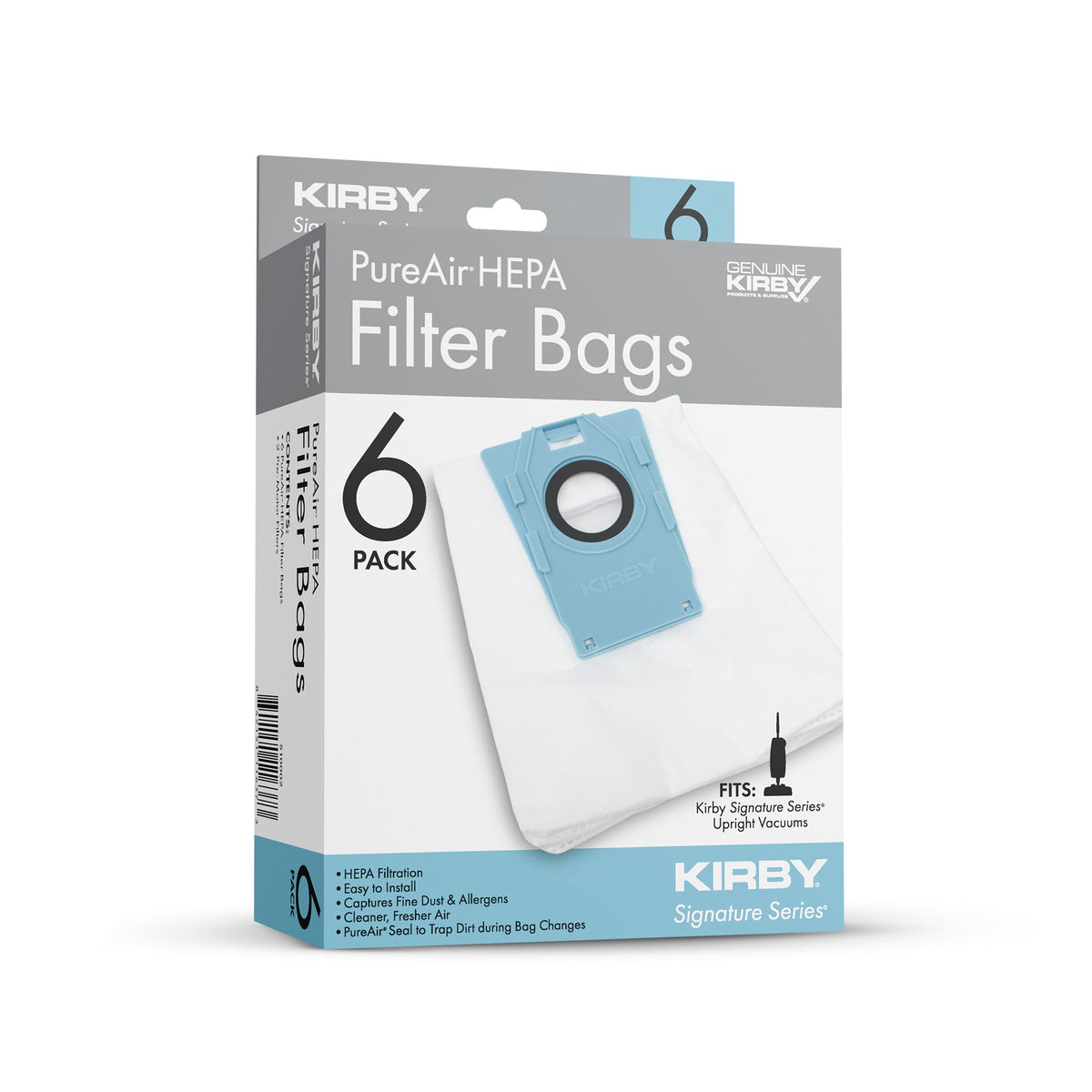 Genuine Kirby Signature Series PureAir HEPA Filter Bags 6 pack, part S10002, for the Kirby V530 upright vacuum