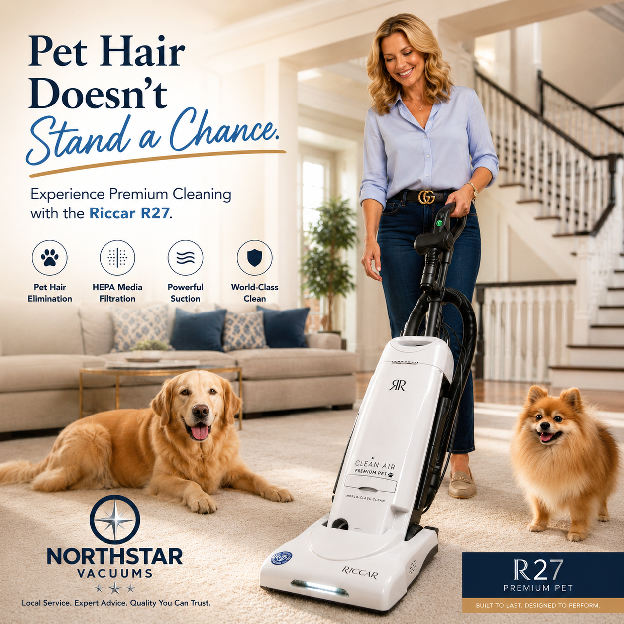 Riccar Clean Air Premium Pet Upright Vacuum – R27P