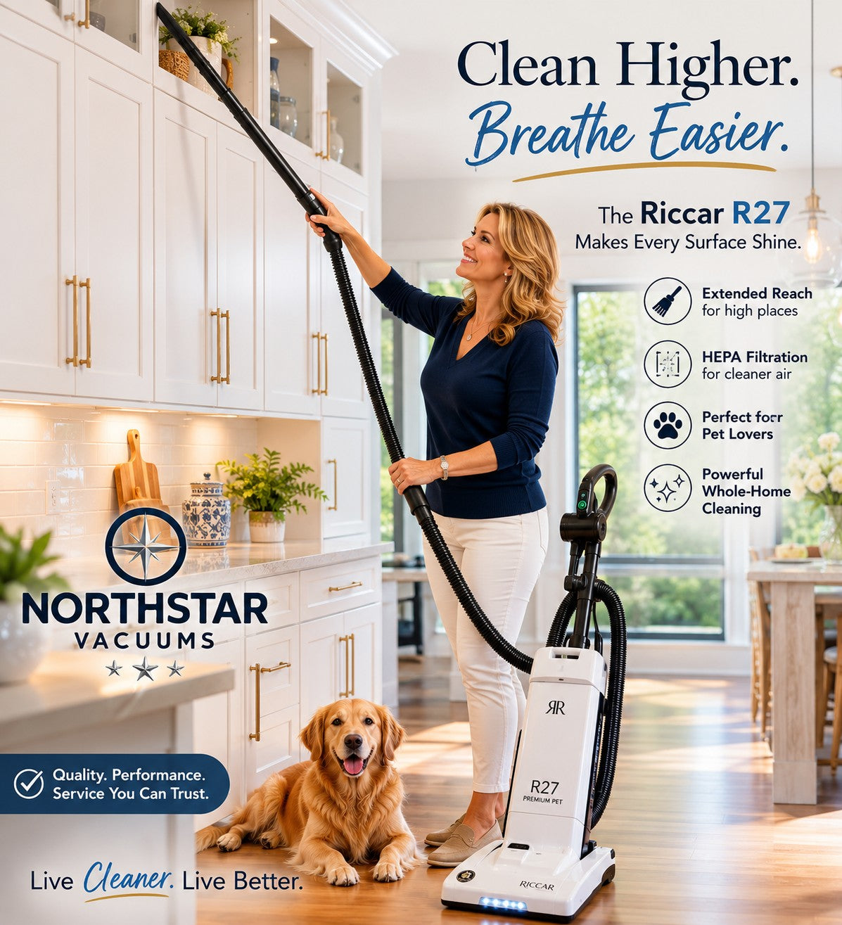 Riccar Clean Air Premium Pet Upright Vacuum – R27P