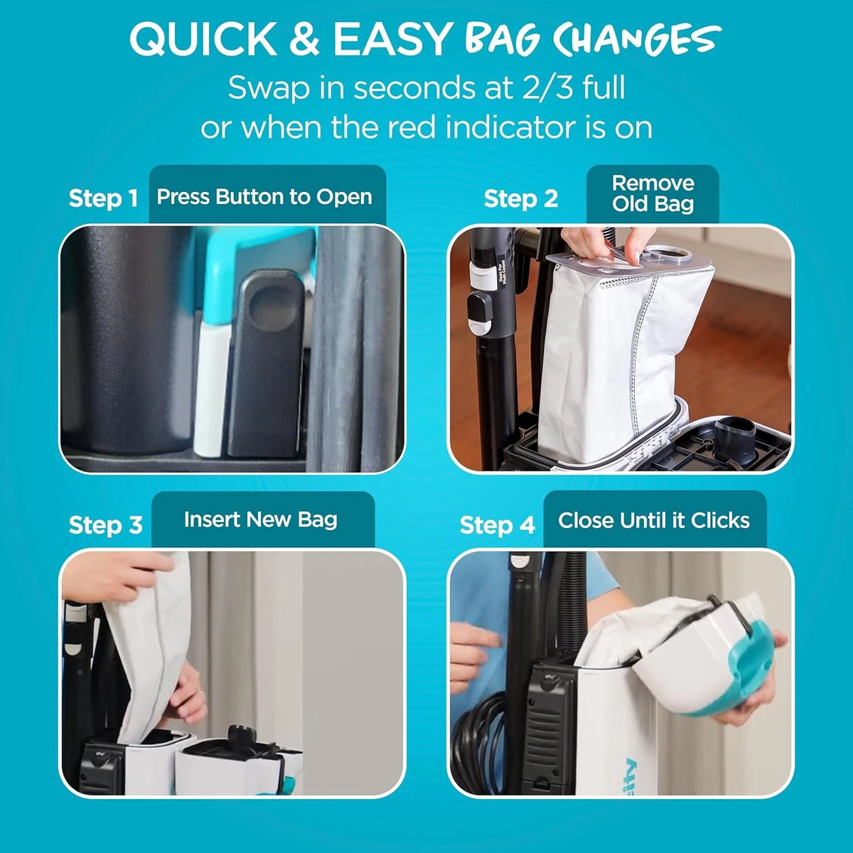 Simplicity Charcoal-Infused HEPA Vacuum Bags for S26 Allergy Upright Premium – S26HC-6 (6 Pack)