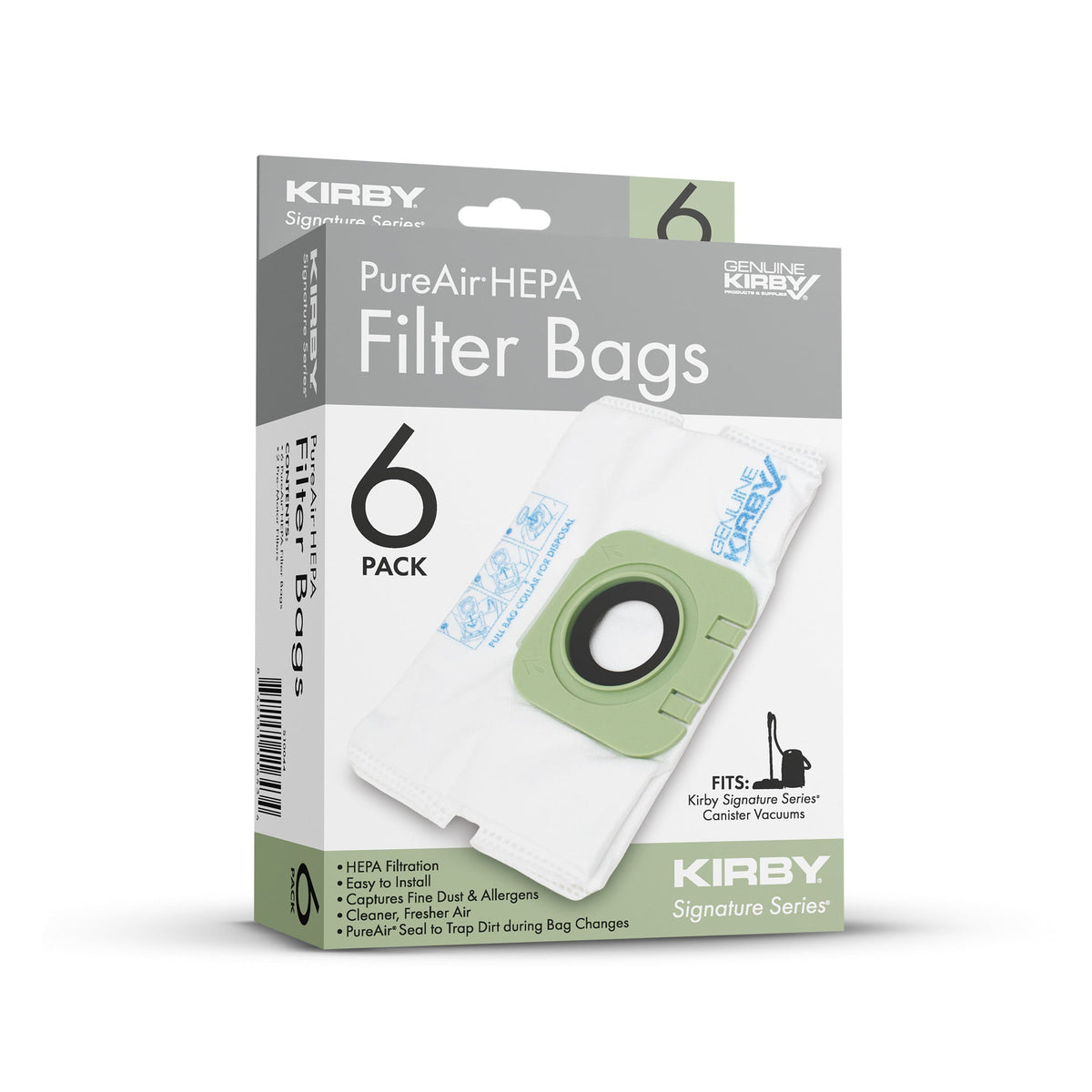 Genuine Kirby Signature Series PureAir HEPA Filter Bags 6 pack, part S10044, for Kirby C530 and C550 canister vacuums