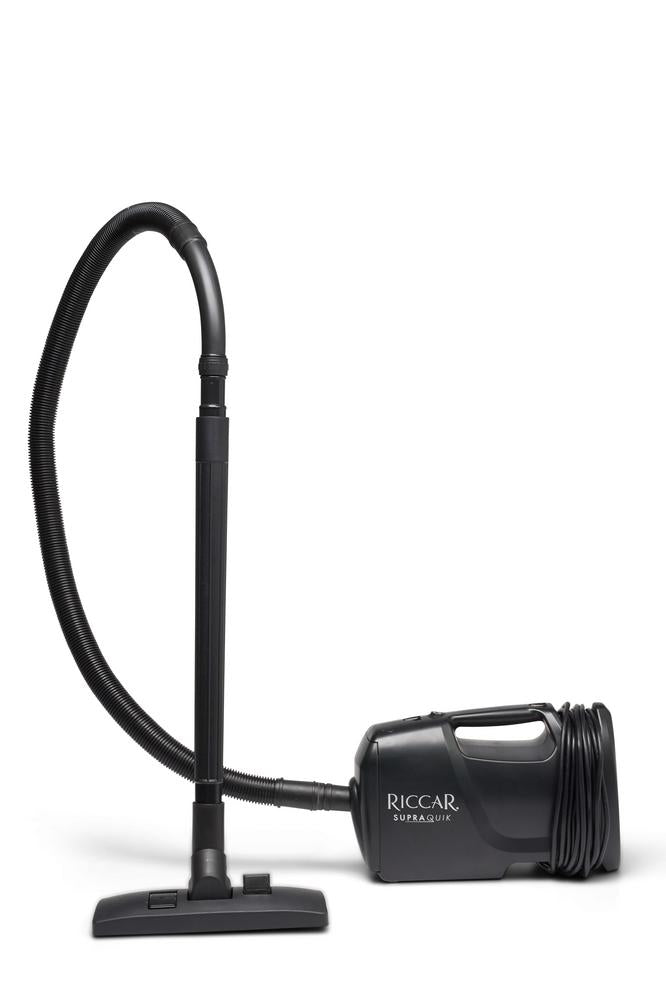 Riccar SupraQuik canister vacuum fully assembled with crush-proof hose, extension wand and 10.5-inch floor tool